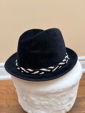 Vintage STETSON Premier Made In Canada Fedora Felt Hat Black Size 22.5” Unisex